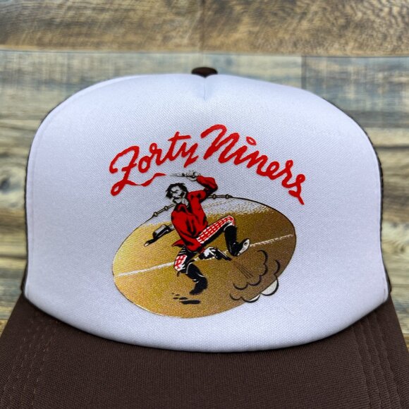 San Fransisco 49ers Mens Trucker Hat Brown Snapback 1949 Original Logo Football - Picture 2 of 5